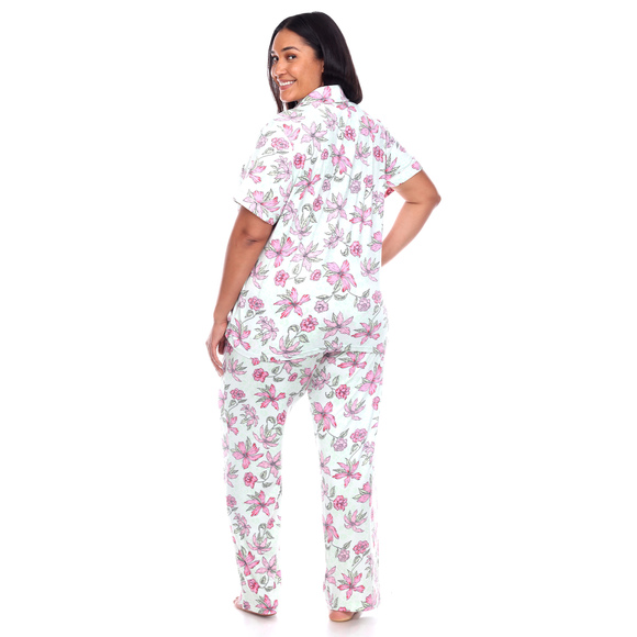 Plus Size Short Sleeve & Pants Tropical Pajama Set - Picture 4 of 4